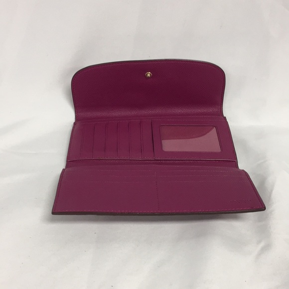 Coach Magenta Leather Envelope Wallet - Picture 3 of 6